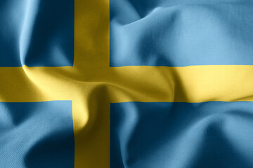 3d rendering waving silk flag of Sweden