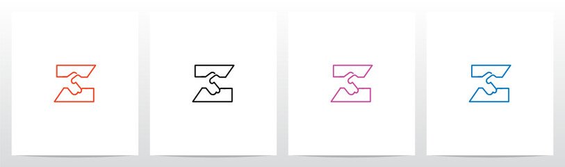 Handshake Outline On Letter Logo Design Z