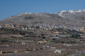 The Druze town of Majdal Shams, as seen from Mas'ade village, on the north-eastern part of the...
