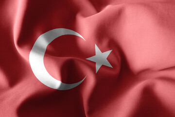 3d rendering waving silk flag of Turkey