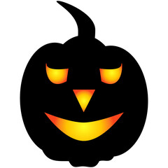 Halloween pumpkin icon. Autumn symbol. Halloween scary pumpkin with a smile, burning eyes.
