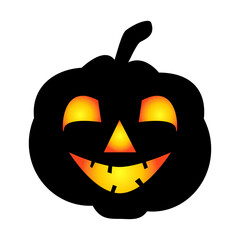 Halloween pumpkin icon. Autumn symbol. Halloween scary pumpkin with a smile, burning eyes.