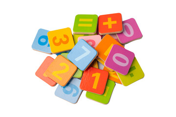 Math number colorful on white background, education study mathematics learning teach concept.