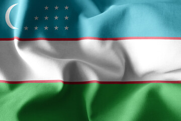 3d rendering waving silk flag of Uzbekistan