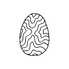 Easter egg. Doodle. Vector. Hand-drawn illustration. Coloring. Black and white outline. Silhouette.