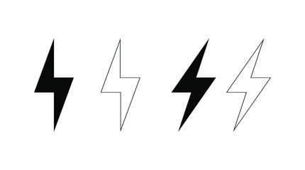 lightning bolt icon sign vector set isolated on white