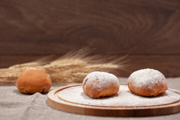 homemade pies on a dark wooden background