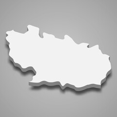 3d isometric map of Bac Ninh Province of Vietnam