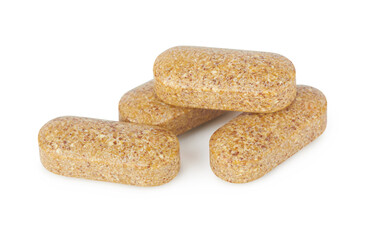 Pills vitamins on white