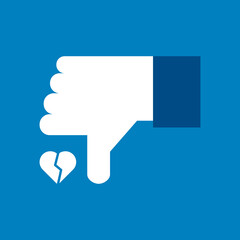 Thumb down symbol, thumb down, icon vector illustration. As a sign. Dislike