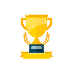 Trophy cup, award, vector icon in flat style