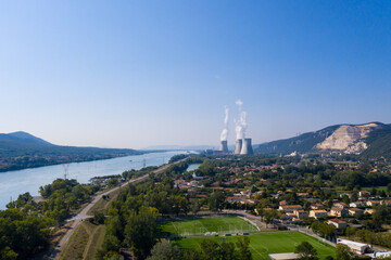 drone view of nuclear reaktor at the rhone 