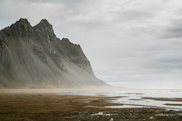 Vestrahorn mountain at Stokksnes cape in East Iceland in the morning
