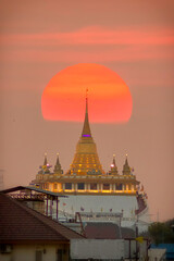 The beautiful Sunset at Phu Khao Thong, Bangkok, Thailand Distance Shot with 1200mm Lens, Distance 2.5km