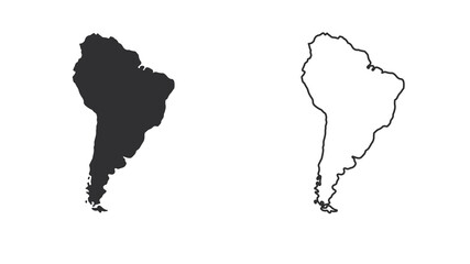 Silhouettes of the continents of South America. Continent map template. Vector illustration