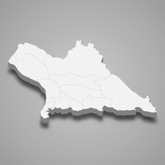 3d isometric map of Khammouane is a Province of Laos