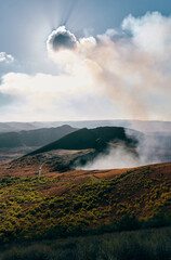 Beautiful view of the santiago crater in the Masaya volcano national park.
