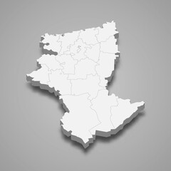 3d isometric map of Kostanay oblast is a region of Kazakhstan