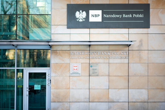 Katowice, Poland, March 28, 2021, building of the National Bank of Poland in Katowice. NBP branch in Katowice.