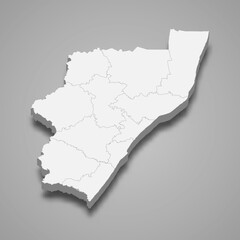 Fototapeta premium 3d isometric map of KwaZulu-Natal is a Province of South Africa