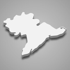 3d isometric map of Nam Dinh Province of Vietnam