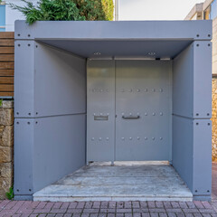 modern house front entrance metallic door, Athens Greece