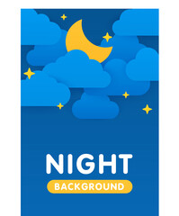 Paper cut weather vertical poster concept. Place for your text. Weather forecast app widgets. Night. Cartoon flat background for smartphone applications. Night landscape. Weather forecast.