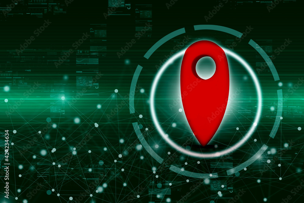Poster 3d rendering red map pointer
