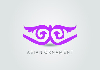 Magenta ornate linear ornaments in Kazakh traditional style. Asian floral design. Abstract Asian elements of the national pattern of the ancient nomads of the Kyrgyz, Mongols, Kazakhs, Tatars. 