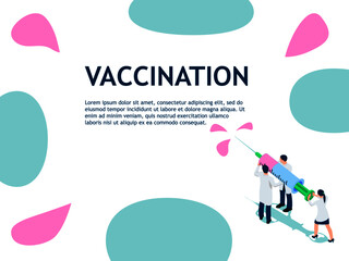 Vaccination banner, immunization campaign. Doctors are planning to start mass vaccination. 