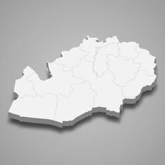 3d isometric map of West Kazakhstan oblast is a region of Kazakhstan