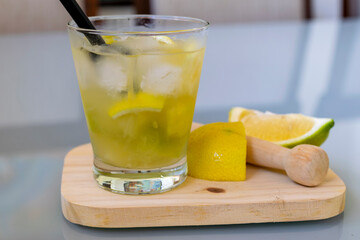 Sicilian lemon caipirinha. typical brazilian drink