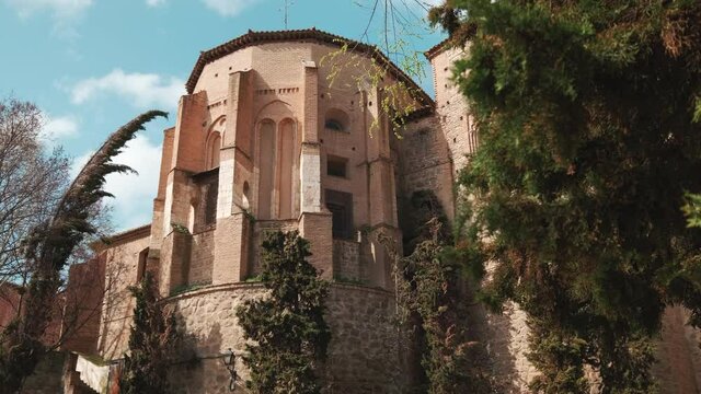 Facade ancient building of The Convent of la Concepcion Francisca located in Toledo. Famous places and travel destinations concept. Castilla-La Mancha, Europe, Spain