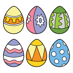 Vector illustration set of doodle easter eggs design for children, coloring and scrap book, printable. Clip art collection