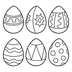 Vector illustration coloring page of cartoon easter eggs for children, coloring and scrap book, printable