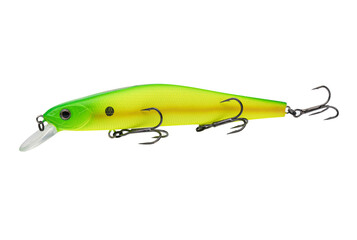 Wobbler with hooks for fishing as bait for fish, which is used for spinning. Fishing tackle for a...