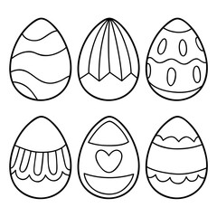 Vector illustration coloring page of cartoon easter eggs for children, coloring and scrap book, printable