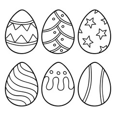Vector illustration coloring page of cartoon easter eggs for children, coloring and scrap book, printable