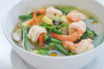 shrimp soup, shrimp and vegetable soup or spicy soup
