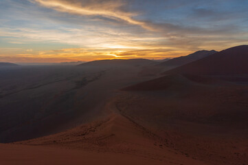 Fototapeta na wymiar sunset in the desert of namibia