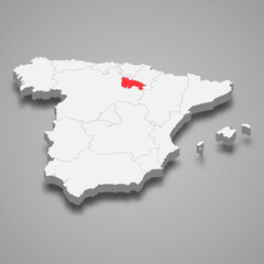 La Rioja region location within Spain 3d map