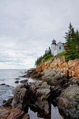 Fototapeta na wymiar The Bass Harbor Head Lighthouse on Mt Desert Island in Maine USA