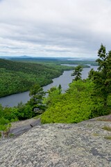Fototapeta na wymiar View on Long Pond from Beech Mountain on Mt Desert Island in Maine USA