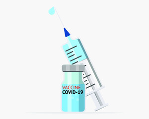 Anti Coronavirus disease COVID-19 infection medical vaccine with typography and copy space. New official name for Coronavirus disease named COVID-19. Vaccination concept. Vector banner.