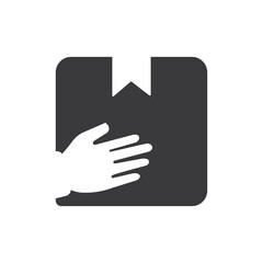 Hand and delivery package, icon.