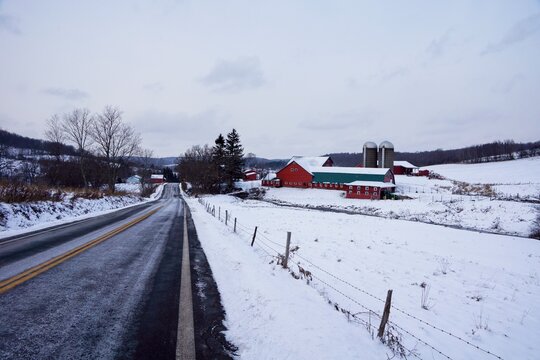 Country Road In Upstate New York In Winter