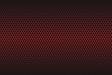 Red Carbon fiber hexagon texture. Metal mesh black steel background. Dark carbon fiber texture.