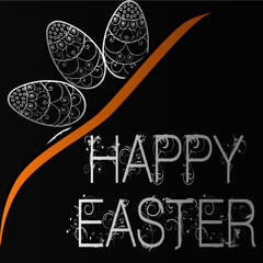 Happy Easter greeting card with Eggs background.