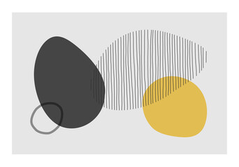 Minimalist design wall art with abstract organic shapes composition