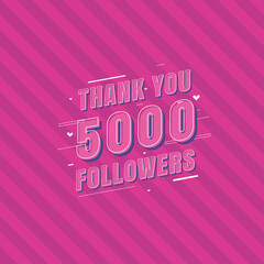 Thank you 5000 Followers celebration, Greeting card for 5k social followers.